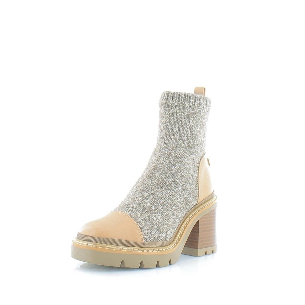 Sam Edelman Rozanna Knit Bootie Cloud Multi Cashew Lug Sole Ankle Boot 3" Heel